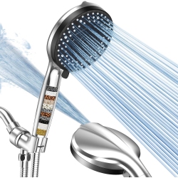 NONE High Pressure Filtered Shower Head, 5" Large, Extra Long 70" Ss Hose, 10-Mode Detachable Shower Head Filter for Hard Water, Handheld Shower Head