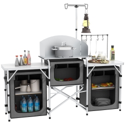 Giantex Fish Cleaning Table with 2 Sinks, Faucet, Garage Holder