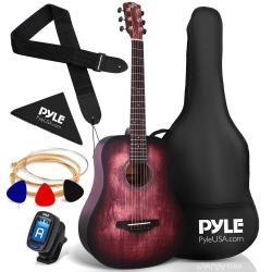 PYLE 34" Beginners 6-String Acoustic Guitar - 1/2 Junior Size Guitar With Accessory Kit