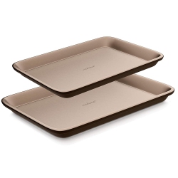 NUTRICHEF Nonstick Cookie Sheet Baking Pan | 2PC Large And Medium Metal Oven Baking Tray Sheet Set - Professional Quality Kitchen Cooking Non-Stick