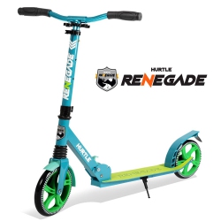 HURTLE Lightweight And Foldable Kick Scooter - Adjustable Scooter for Teens And Adult, Alloy Deck With High Impact Wheels (Teal Blue)