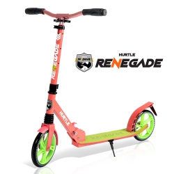 HURTLE Lightweight And Foldable Kick Scooter - Adjustable Scooter for Teens And Adult, Alloy Deck With High Impact Wheels (Watermelon)