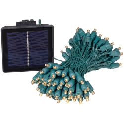 NOVELTY LIGHTS LLC Novelty Lights 100 Light Solar Powered Led Outdoor Mini Light String, 50 Feet On Wire, 5MM Bulbs, Automatic Dusk to Dawn Operation