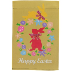 NORTHLIGHT Hopping Bunnies "happy Easter" Floral Outdoor Garden Flag 18" X 12.5