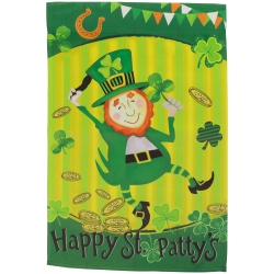 NORTHLIGHT Dancing Leprechaun "happy St. Patty's" Outdoor Garden Flag 18" X 12.5