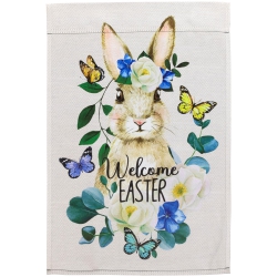 NORTHLIGHT Bunny And Butterflies "welcome Easter" Floral Outdoor Garden Flag 18" X 12.5
