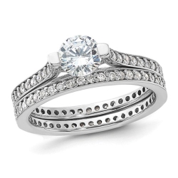 GEM AND HARMONY Sterling Engagement Bridal Wedding Ring Set With Cubic Zirconia (Cz) (Cz) In Silver
