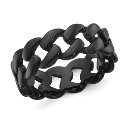 GEM AND HARMONY Mens Plated Stainless Steel 8MM Curb Link Band In Black