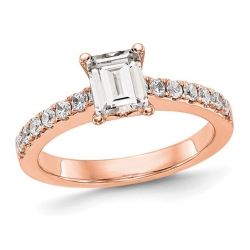GEM AND HARMONY 1.31 Carat (Ctw Vs2, G-H) Emerald-Cut Certified Lab-Grown Diamond Engagement Ring 14K Rose In Gold