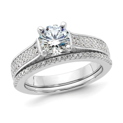 GEM AND HARMONY Sterling Engagement Bridal Wedding Ring Set With Cubic Zirconia (Cz) (Cz) In Silver