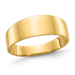 GEM AND HARMONY Ladies 10K Gold Flat-Top Tapered Cigar Band Ring In Yellow