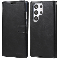 GOOSPERY Topsave Bluemoon Card Slot W/magnetic Clip Leather Folio Wallet Flip for Samsung Galaxy S24 Ultra 6.8" In Black