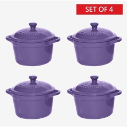 CUISINART 4 PC Set Cb-Mpctc Mini 250Ml Stoneware Casserole With Cover (Purple)