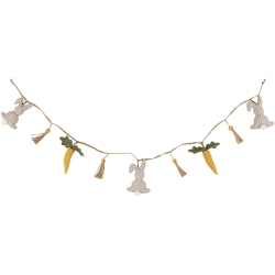 NORTHLIGHT Plush Rabbit And Carrot Twine Easter Garland -3.5'