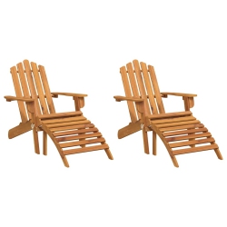 VIDAXL Garden Adirondack Chairs With Footrests 2 PCs Solid Wood Acacia