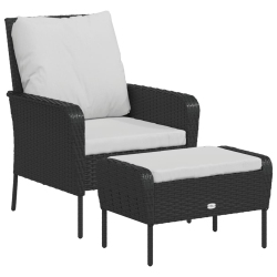 VIDAXL Garden Chair With Footstool Poly Rattan In Black