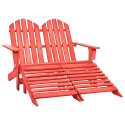 VIDAXL 2-Seater Garden Adirondack Chair&ottoman Fir Wood In Red