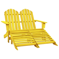 VIDAXL 2-Seater Garden Adirondack Chair&ottoman Fir Wood In Yellow