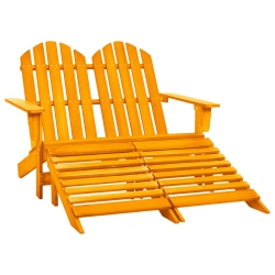 VIDAXL 2-Seater Garden Adirondack Chair&ottoman Fir Wood In Orange