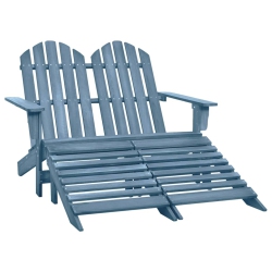 VIDAXL 2-Seater Garden Adirondack Chair&ottoman Fir Wood In Blue