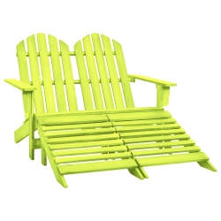 VIDAXL 2-Seater Garden Adirondack Chair&ottoman Fir Wood In Green