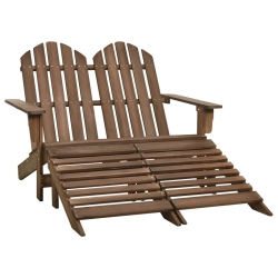 VIDAXL 2-Seater Garden Adirondack Chair&ottoman Fir Wood In Brown