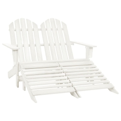VIDAXL 2-Seater Garden Adirondack Chair&ottoman Fir Wood In White