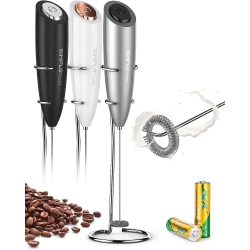 NONE Milk Frother Handheld Battery Operated Electric Foam Maker, Drink Mixer \w Stainless Steel Whisk And Stand for Bulletproof Coffee, Cappuccino