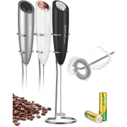 NONE Milk Frother Handheld Battery Operated Electric Foam Maker, Drink Mixer \w Stainless Steel Whisk And Stand for Bulletproof Coffee, Cappuccino