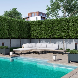 DEKO LIVING 8 Place Seating Outdoor Modular Wicker Corner Sectional Sofa And Ottoman Set With Table