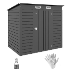 OUTSUNNY 6 X 4Ft Outdoor Storage Shed, Easy to Assemble Galvanized Metal Garden Shed, Waterproof Tool Shed \w Lockable Door And 2 Vents For