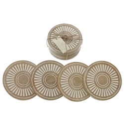MAISON CONCEPTS Mango Wood 4 PC Etched Coasters In White