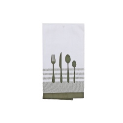MAISON CONCEPTS Utensil Front Stitched Tea Towel Olive - Set Of 6 In Green