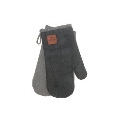 MAISON CONCEPTS 2 PC Denim Oven Mitt With Leather Badge In Black