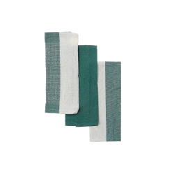 MAISON CONCEPTS Dish Towel Set Of 3 PCs Block Print In Green