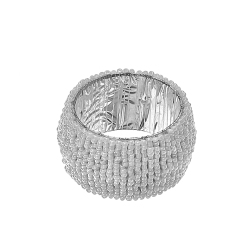 MAISON CONCEPTS Beaded Napkin Ring Bulk - Set Of 6 In White