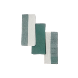 MAISON CONCEPTS Kitchen Towel Set Of 3 PCs Block Print In Green