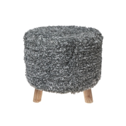 MAISON CONCEPTS Handwoven Pouf Wooden Stand In Grey