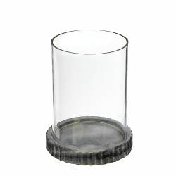 MAISON CONCEPTS Glass Candle Holder With Marble Base In Grey