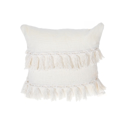 MAISON CONCEPTS Slub Cotton Fringe Cushion Emma 18 X 18 - Set Of 2 In Ivory