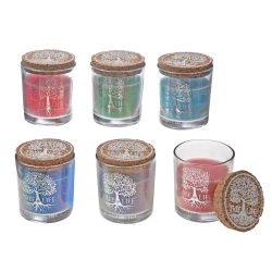MAISON CONCEPTS Tree Of Life Scented Candle In Glass Votive With Cork Lid - Set Of 6