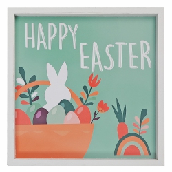 MAISON CONCEPTS Framed Wood Wall Sign Bunny Happy Easter