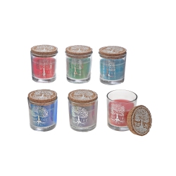 MAISON CONCEPTS Tree Of Life Scented Candle In Glass Votive With Cork Lid - Set Of 6