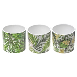 MAISON CONCEPTS Ceramic Round Planters Leaf - Set Of 3