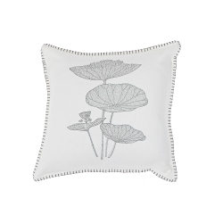 MAISON CONCEPTS Blanket Stitch Embroidered Cushion Lotus Leaf 18 X 18 - Set Of 2