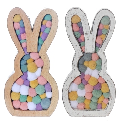 MAISON CONCEPTS Wooden Sitting Bunny With Pompom - Set Of 2