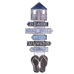 MAISON CONCEPTS Embossed Metal Wall Sign Beach House Rules