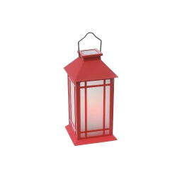 MAISON CONCEPTS Led Solar Frosted Glass Pane Lantern In Red
