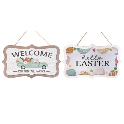 MAISON CONCEPTS Wooden Wall Hanger Welcome Truckhello Easter - Set Of 2