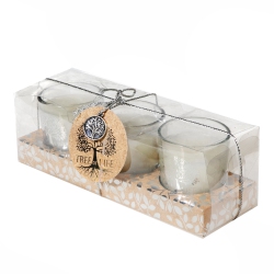 MAISON CONCEPTS Tree Of Life Set Of 3 Candles In Short Glass In Pvc Box